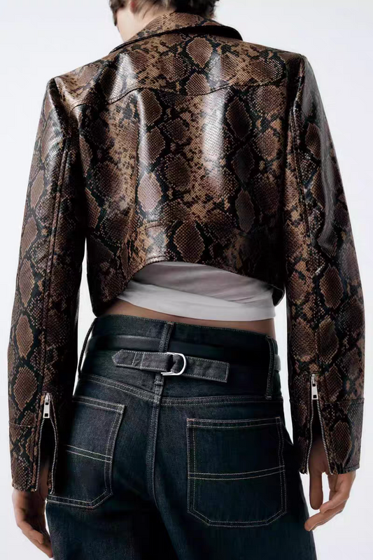 Seloria Snakeskin Faux Leather Jacket