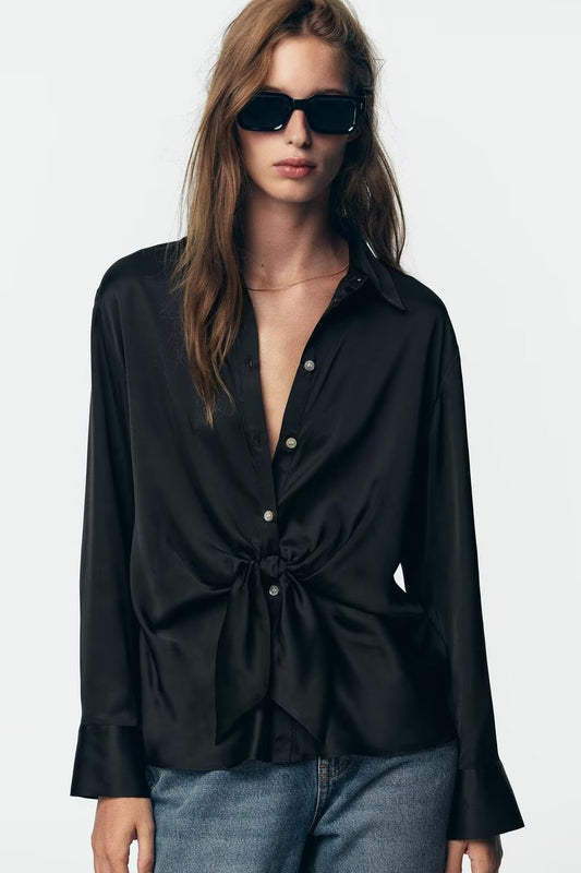 Gisania Bow Tie Drape Shirt