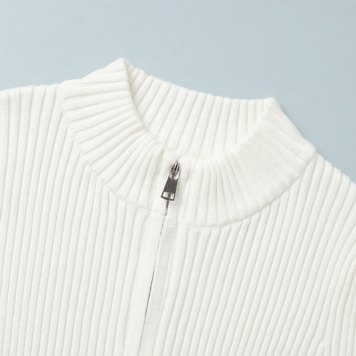 Arelis Stand up Collar Double Zipper Cardigan