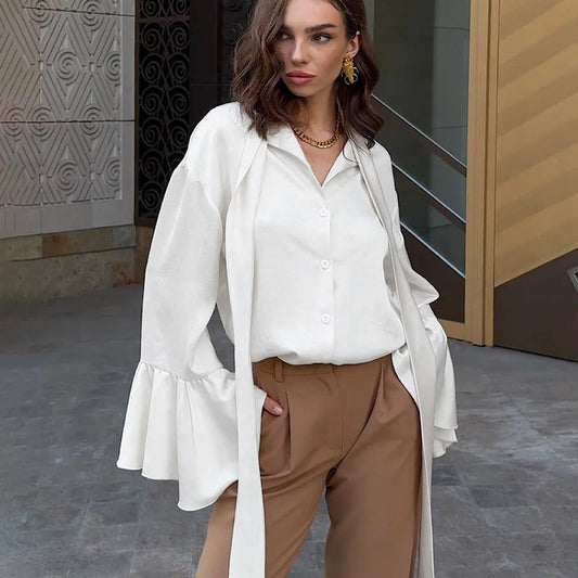 Solsticea Ruffled Tied Shirt