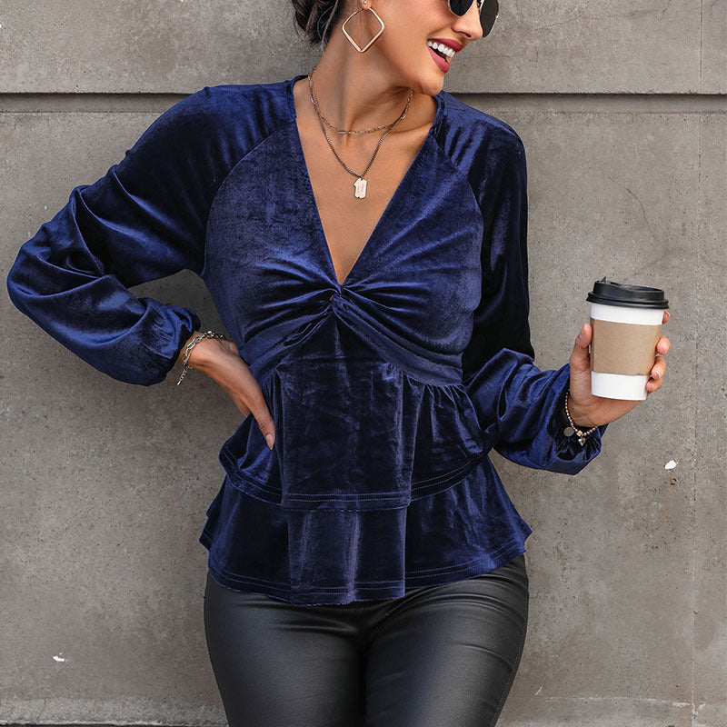 Amaryllis V neck Velvet Top