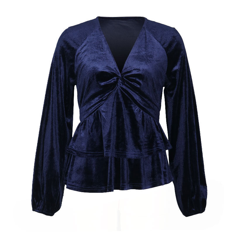 Amaryllis V neck Velvet Top