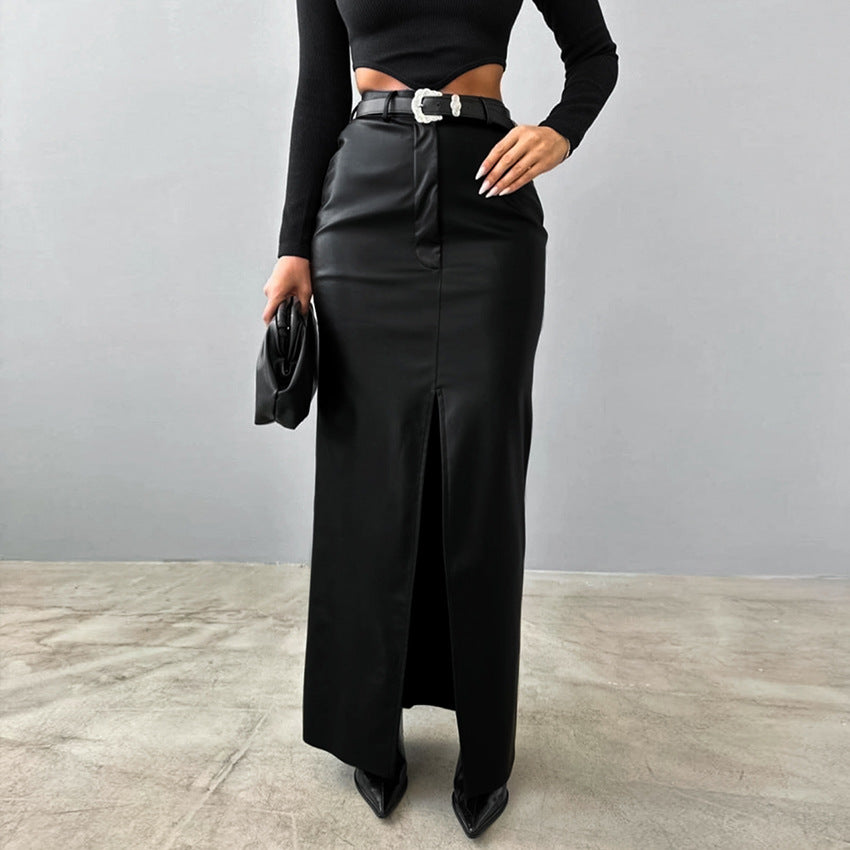 Autumnelle Matte Leather Skirt