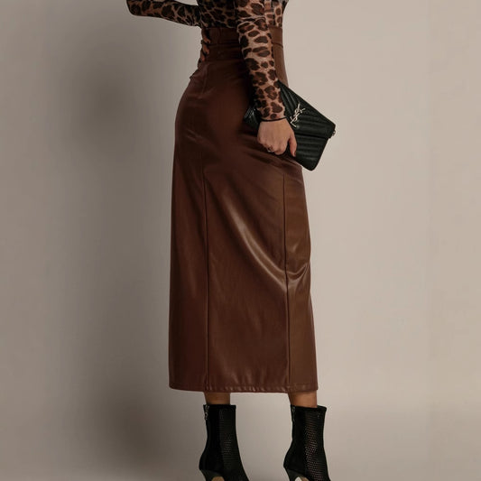 Aleria Leather Split Skirt