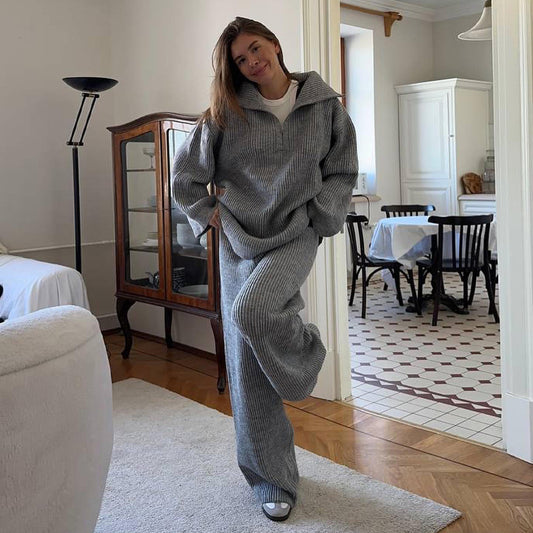 Linnea Half Zipper Knitted Sweater & Pants Set