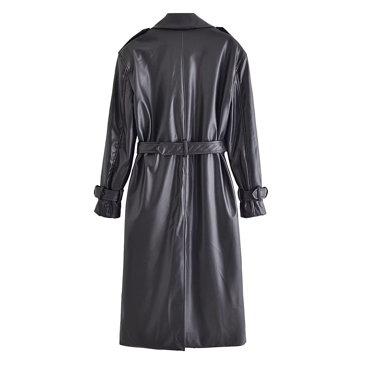 Roselith Faux Leather Trench Coat with Belt