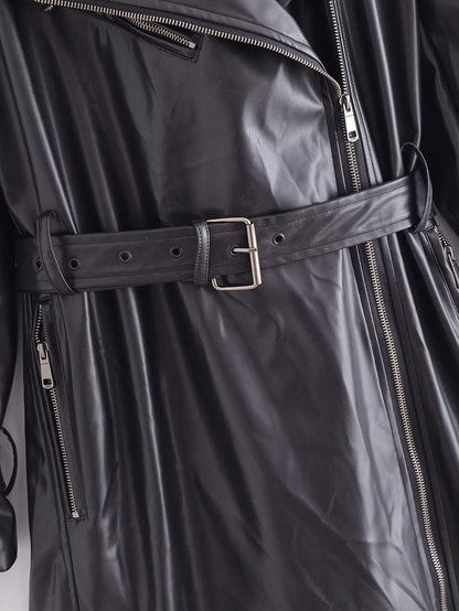 Roselith Faux Leather Trench Coat with Belt