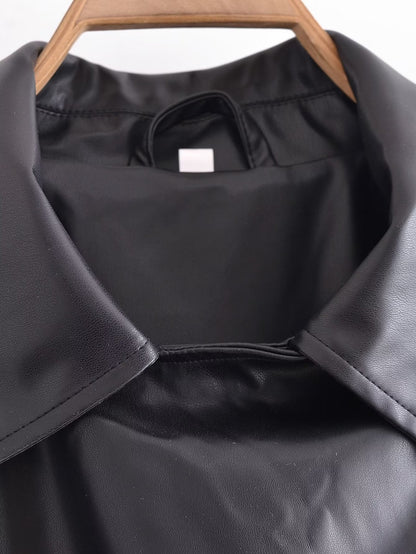 Roselith Faux Leather Trench Coat with Belt