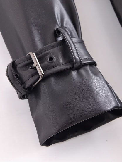 Roselith Faux Leather Trench Coat with Belt