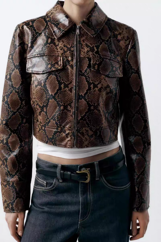 Seloria Snakeskin Faux Leather Jacket