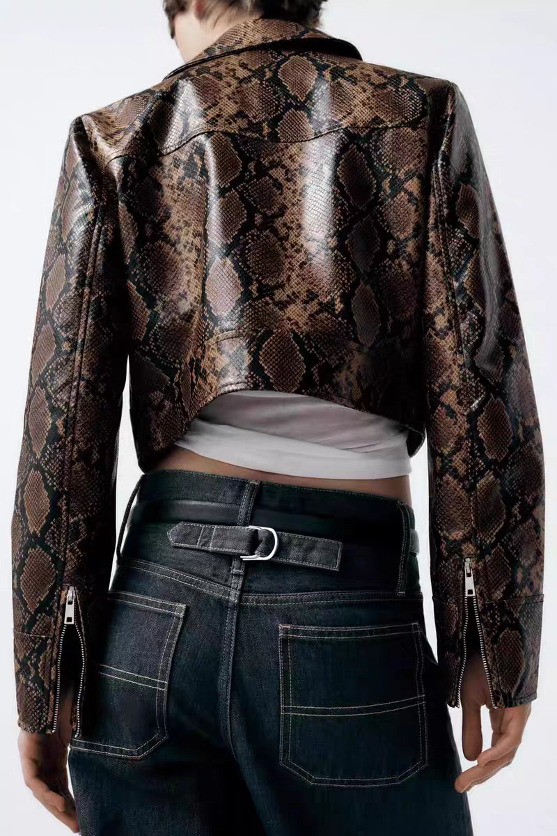 Seloria Snakeskin Faux Leather Jacket