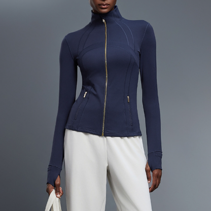 Navy Blue Gold Zipper