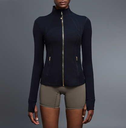 Black with Golden Buckle Zipper