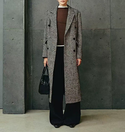 Isola British Herringbone Woolen Coat