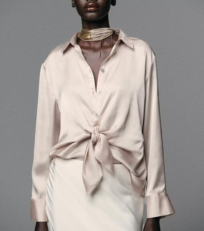 Gisania Bow Tie Drape Shirt