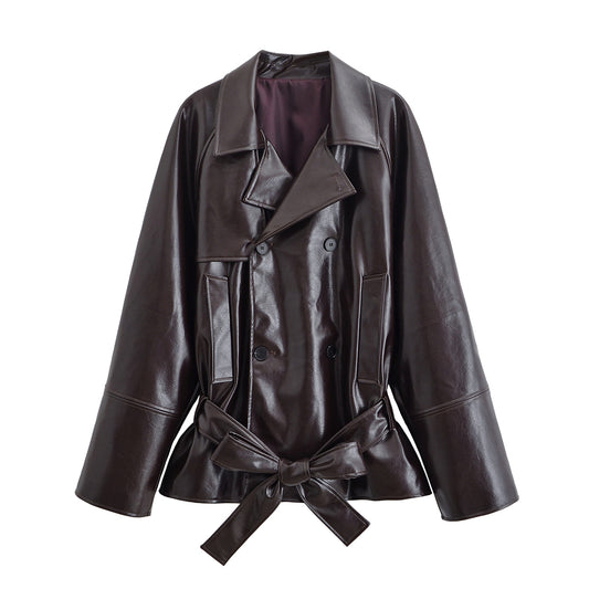 Tavienne Leather Trench Coat