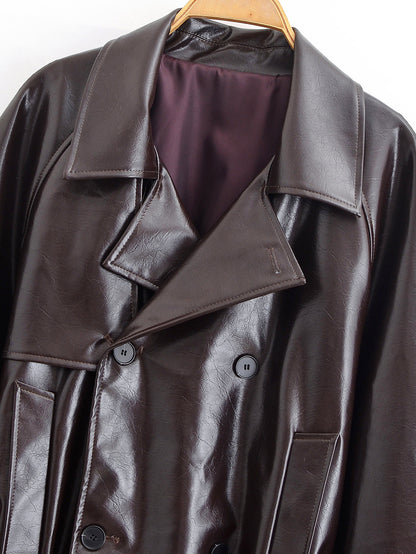 Tavienne Leather Trench Coat
