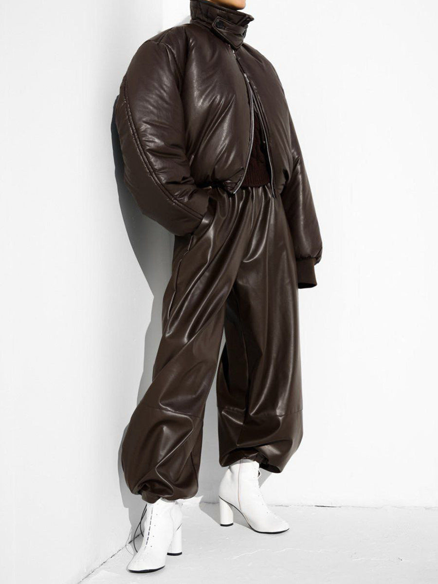 Aivra Loose Faux Leather Pants