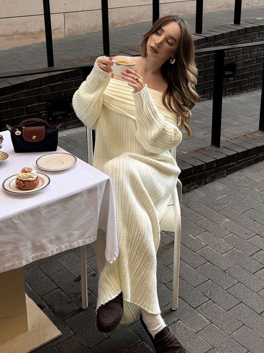 Lunel Knitted off Shoulder Long Dress
