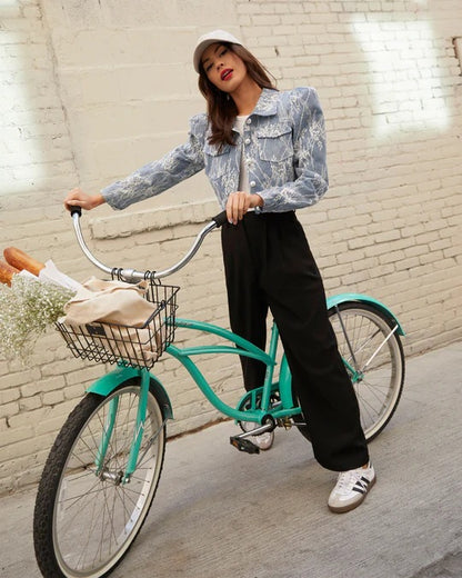 Mireille Floral Lace Denim Jacket