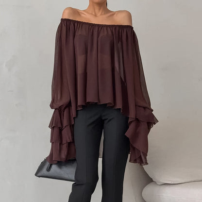 Snowelle Brown Chiffon Loose Blouse