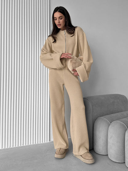 Noirae Knitted Jacket & Trousers Casual Set