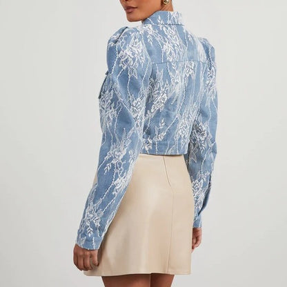 Mireille Floral Lace Denim Jacket