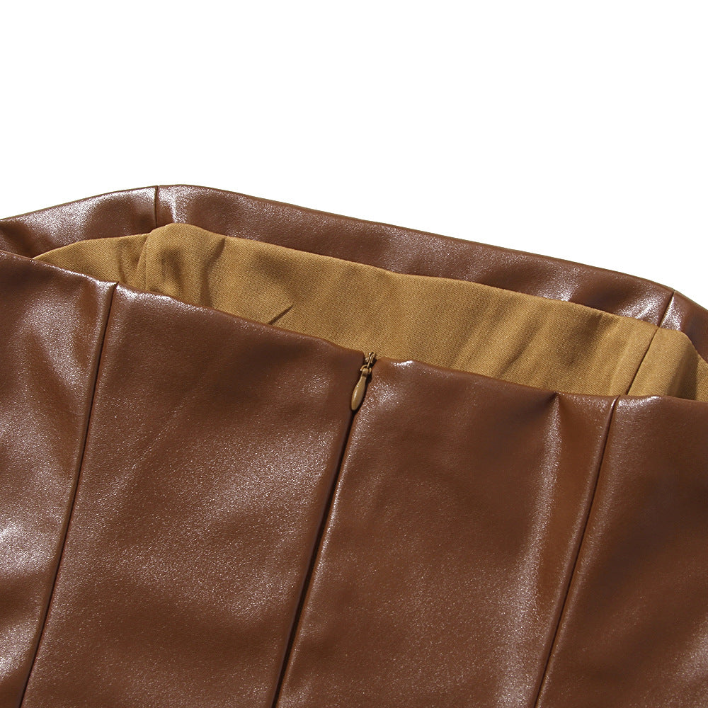 Ferelle Elegant Leather Midi Dress