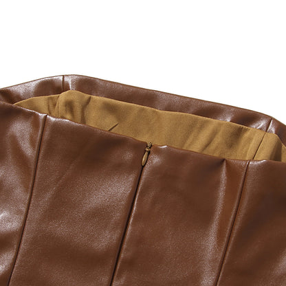 Ferelle Elegant Leather Midi Dress