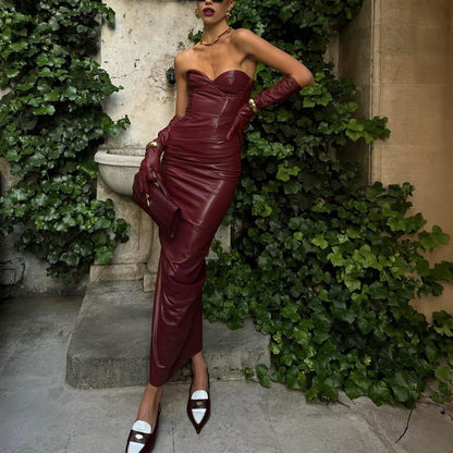 Brinelle Elegant Faux Leather Dress