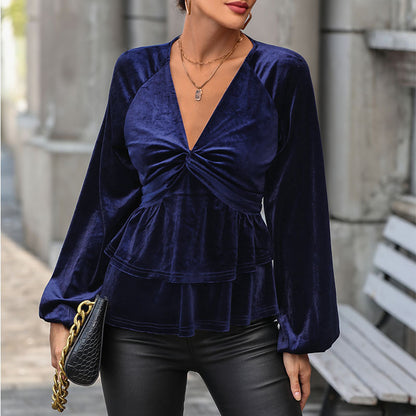 Amaryllis V neck Velvet Top