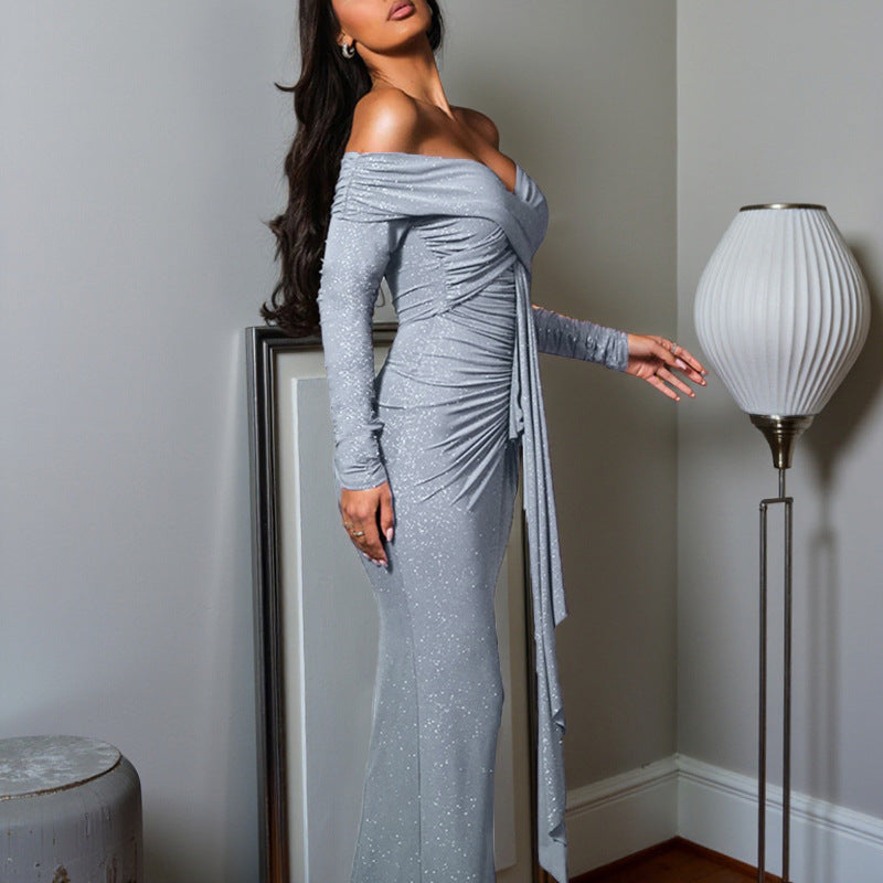 Émilara Off Shoulder Rhinestone Dress