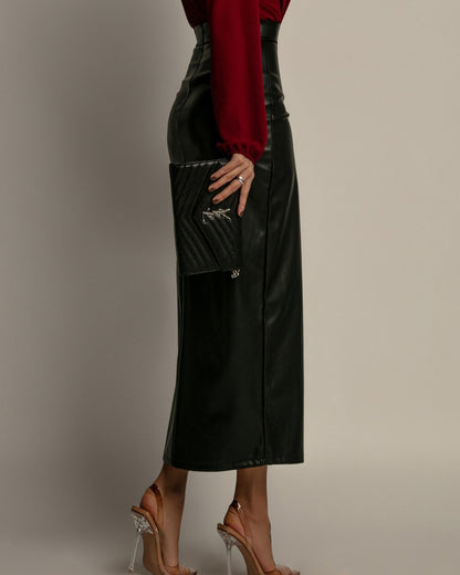 Aleria Leather Split Skirt