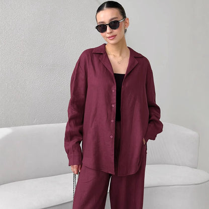 Amaranthine Cotton Linen Polo Set