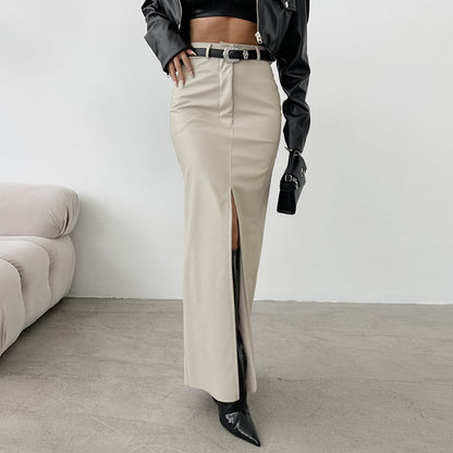 Autumnelle Matte Leather Skirt
