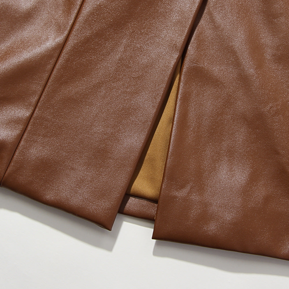 Ferelle Elegant Leather Midi Dress