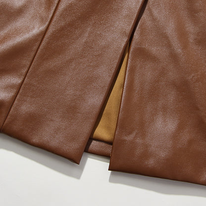 Ferelle Elegant Leather Midi Dress