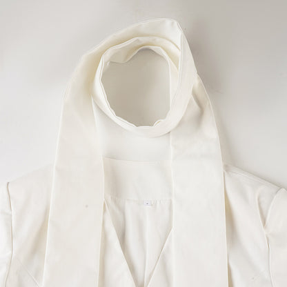 Viora Elegant Tight Waist with Scarf Blazer Top