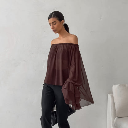 Snowelle Brown Chiffon Loose Blouse