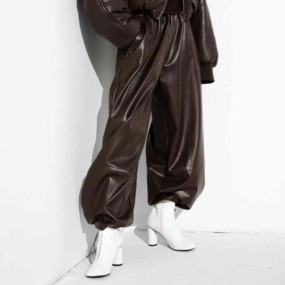 Aivra Loose Faux Leather Pants