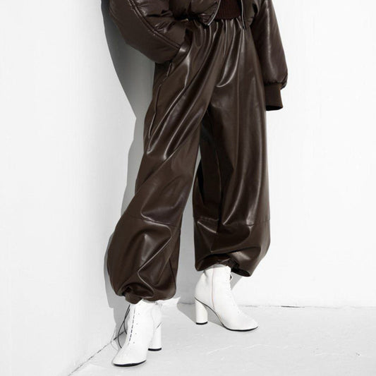 Aivra Loose Faux Leather Pants