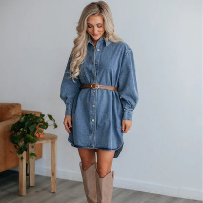 Vianne Denim Dress (Without Belted)