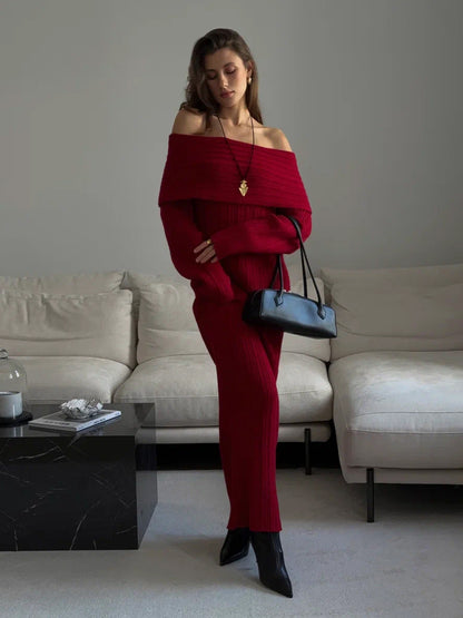 Lunel Knitted off Shoulder Long Dress