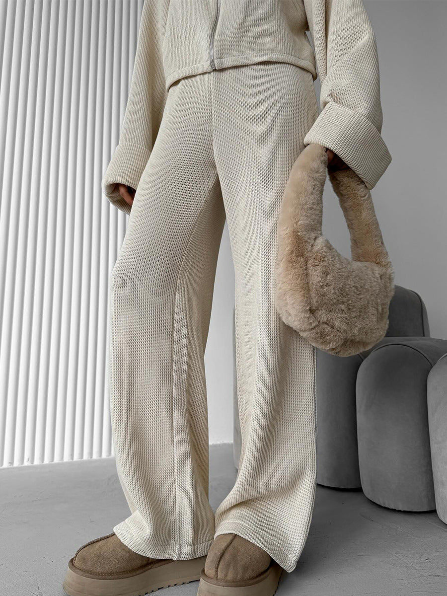 Noirae Knitted Jacket & Trousers Casual Set