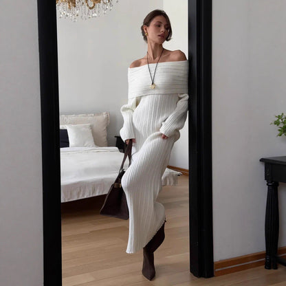 Lunel Knitted off Shoulder Long Dress