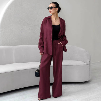 Amaranthine Cotton Linen Polo Set