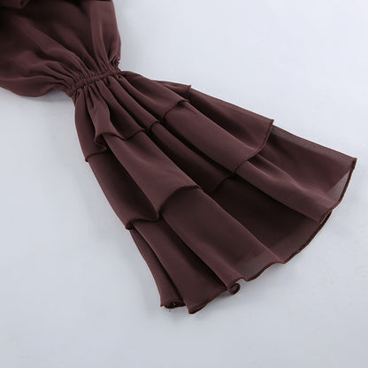 Snowelle Brown Chiffon Loose Blouse