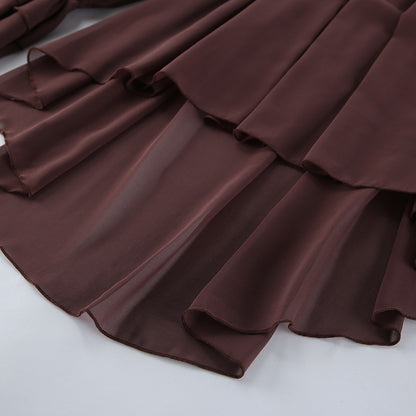 Snowelle Brown Chiffon Loose Blouse