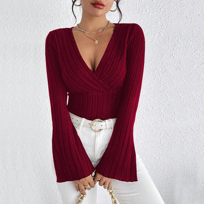 Colette V neck Wine Red Top