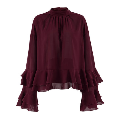 Harvestyne Brown Chiffon Blouse